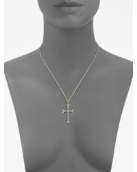 Mizuki | Metallic Diamond, Sterling Silver and 14k Yellow Gold Cross Necklace | Lyst