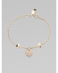 Dior | Metallic Pavé Pop Heart Charm Bracelet/goldtone | Lyst