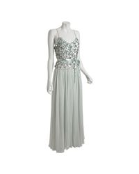 THEIA | Brown Floral Jacquard Party Dress | Lyst