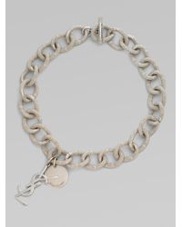 Saint Laurent | Metallic Textured Links Necklace | Lyst
