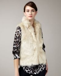 MILLY | Natural Kira Faux Fur Vest | Lyst