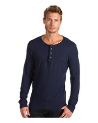 Vince | Blue Heathered Jersey Henley for Men | Lyst