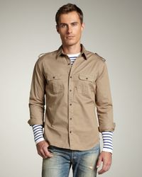 Vince | Natural Cotton Military Shirt for Men | Lyst