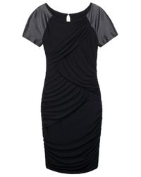 Elizabeth and James | Black Monica Leather-sleeve Dress | Lyst