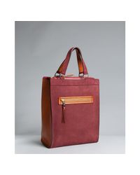 Chlo Burgundy Colorblock Suede Lina Tote in Brown (burgundy) | Lyst