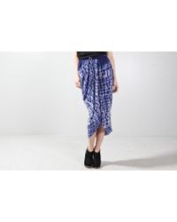 Thakoon Addition - Blue Drape Front Skirt Tie Dye Navy - Lyst