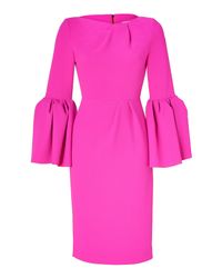 Lyst - Roksanda Hot Pink Crepe Wool Dress with Large Bell Cuffs in Pink