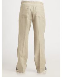 Saks Fifth Avenue | Natural Linen Drawstring Pants for Men | Lyst