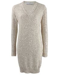 Stella McCartney | White Sequined Sweater Dress | Lyst