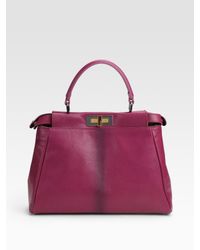 Fendi | Purple Regular Peekaboo Top Handle Bag | Lyst