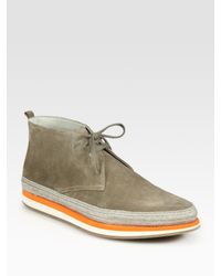 Prada | Natural Suede Velour Lace-ups for Men | Lyst