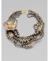 Alexis Bittar | Metallic Swarovski Crystal Lucite Accented Multirow Bead Necklace | Lyst