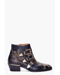 Chloé | Black Studded Booties | Lyst