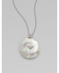 Judith Ripka | White Sapphire Accented White Pearl Necklace | Lyst