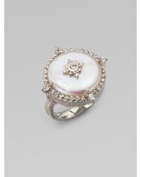 Judith Ripka | White Sapphireaccented White Pearl Ring | Lyst