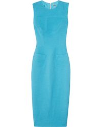 Victoria Beckham Blue Silk and Woolblend Crepe Dress