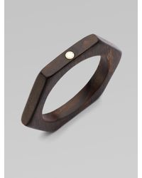 Marc By Marc Jacobs | Brown Logo Accented Hexagon Wood Bangle Bracelet | Lyst