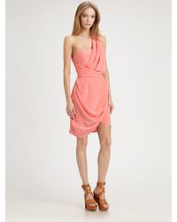 tan one shoulder dress