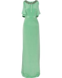 Azzaro Green Lucienne Crystalembellished Silk Gown