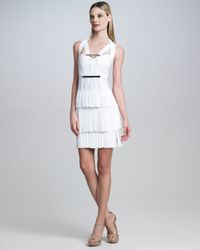 herve leger white fringe dress