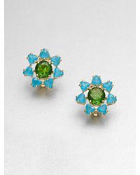 kate spade new york | Blue Faceted Floral Stud Clip On Earrings | Lyst