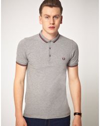 Fred Perry Fred Perry Slim Fit Micro Collar Polo Shirt in Gray for Men ...