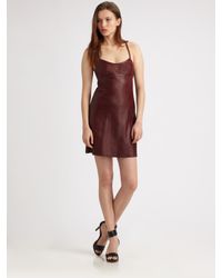 T By Alexander Wang Leather Dress In Merlot Brown Lyst