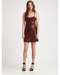 T By Alexander Wang Leather Dress In Merlot Brown Lyst