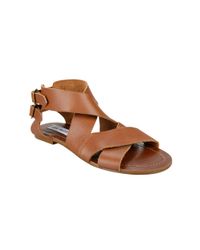 cognac flat sandals