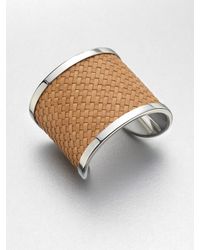 Michael Kors | Natural Woven Leather Cuff Bracelet | Lyst