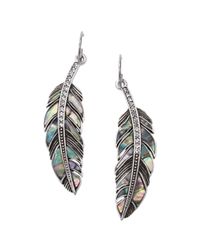 Fossil Silver Tone Abalone Feather Earrings in Metallic - Lyst