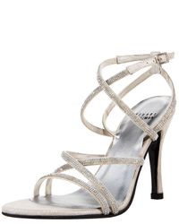 metallic strappy micro crystal flat sandals