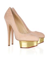 Charlotte Olympia Metallic Dolly Suede Platform Pumps