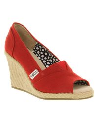 toms canvas wedges
