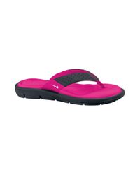 Nike Women's Comfort Thong Sandals From Finish Line in Black (black/white-vivid pink) | Lyst
