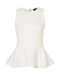 TOPSHOP | White Panel Peplum Shell Top | Lyst