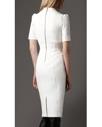 Burberry Structured Pencil Dress in Natural White (White) - Lyst