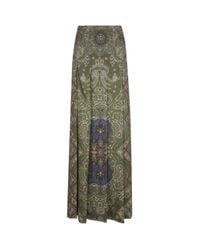 Saint Laurent | Spring 2012 Patterned Maxi Skirt In Dark Green | Lyst