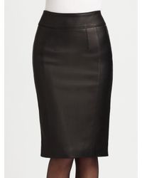 Burberry Stretch-leather Pencil Skirt in Black - Lyst