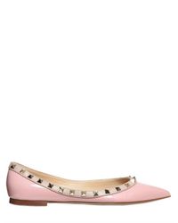 Valentino | Pink 10mm Rock Stud Patent Ballerina Flats | Lyst
