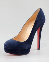 Christian louboutin Bianca Suede Platform Pump in Blue (navy) | Lyst  