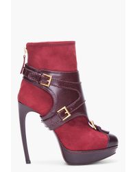 Alexander McQueen | Red Oxblood Stirrup Buckle Boot | Lyst