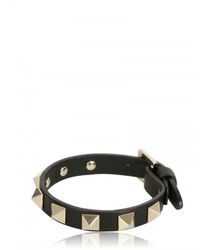 Valentino | Black Rockstud Leather Bracelet | Lyst