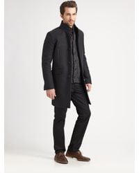 Theory | Gray Melton Long Jacket for Men | Lyst