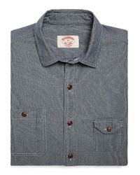 denim brooks railroad stripe brothers regular sport shirt gray