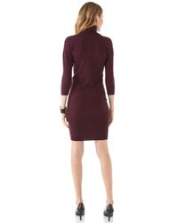 purple turtleneck outfit