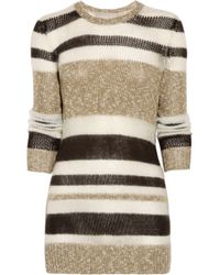 Jason Wu | Brown Qi Striped Crewneck Sweater | Lyst