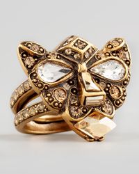 Oscar de la Renta | White Rose Goldtone Cabochon Ring | Lyst