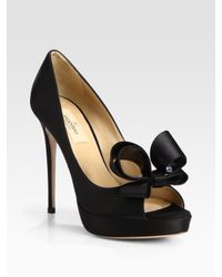 Valentino | Black Satin Couture Bow Pumps | Lyst