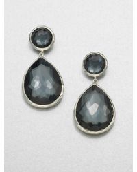 Ippolita | Metallic Wonderland Hematite, Clear Quartz & Sterling Silver Teardrop Snowman Doublet Post Earrings | Lyst
